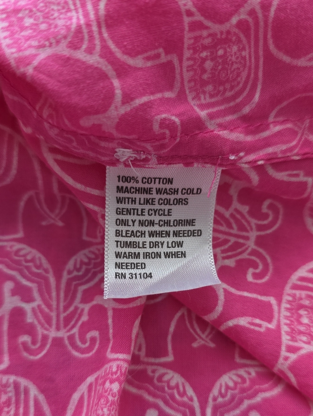 Crown And Ivy Pink Elephant Print Button Down Top - Picture 5 of 5